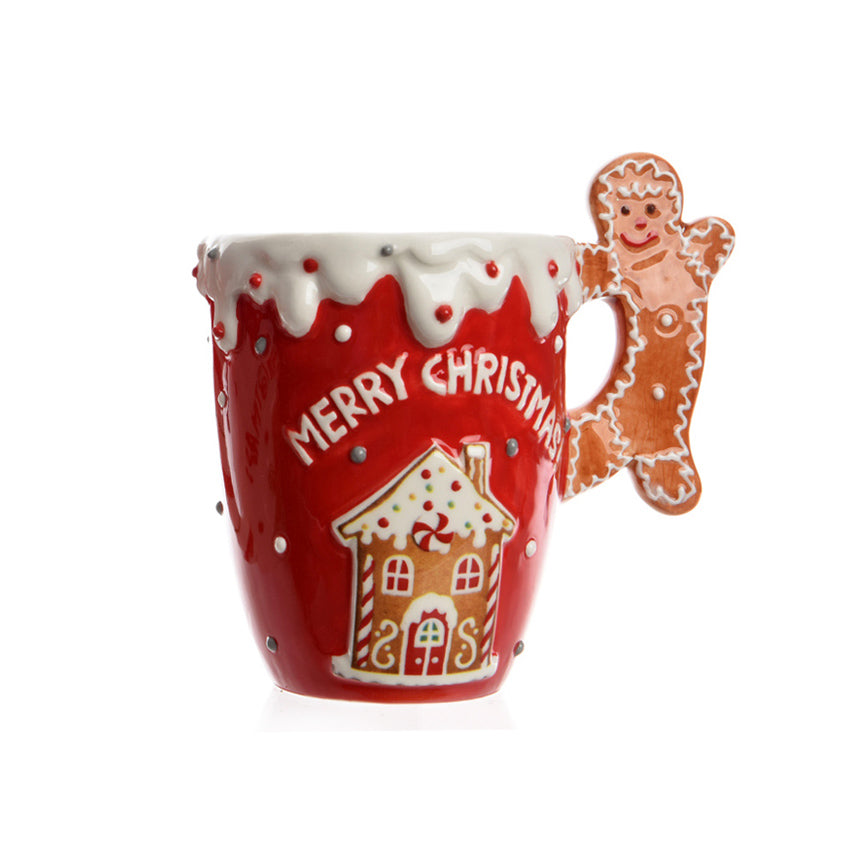 Gingerbread House Coffee Mug Festive Red Ceramic Christmas Cup – Baking 