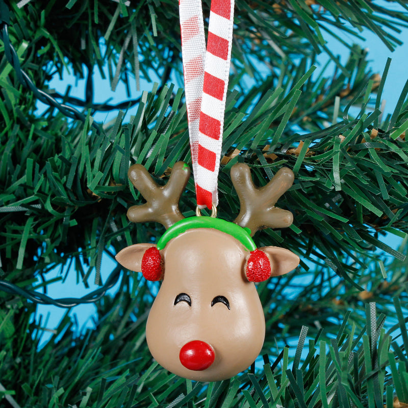 Rudolph Head Shaped Hanging Decoration- Set Of 3