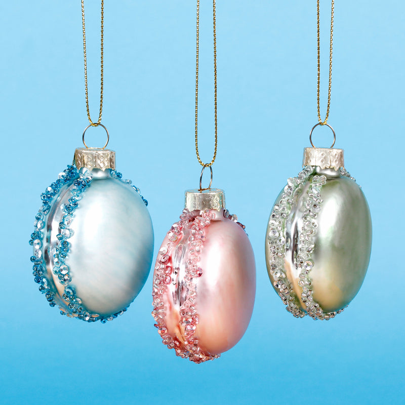 Pastel Macarons Set of 3 Hanging Christmas Decorations