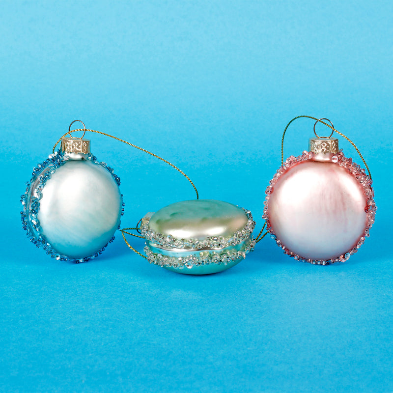 Pastel Macarons Set of 3 Hanging Christmas Decorations