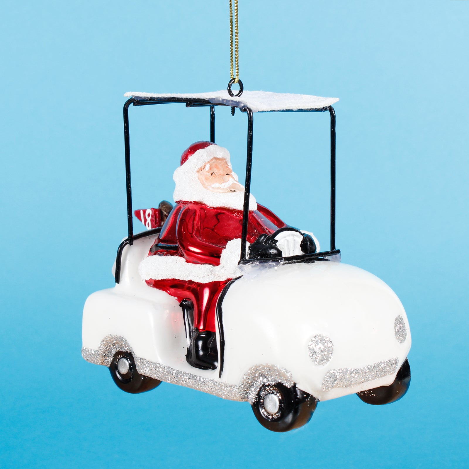 Santa In A Golf Buggy Hanging Christmas Bauble – Baking Time Club